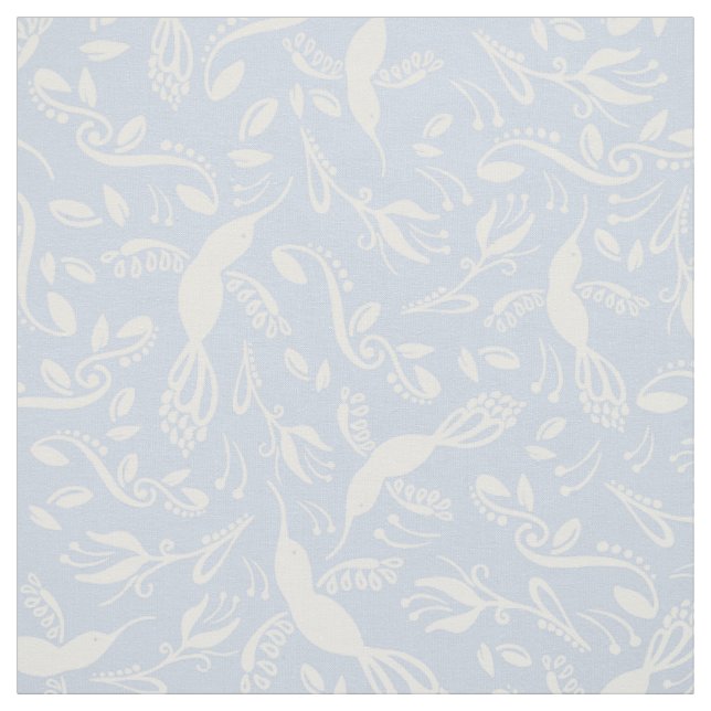 Light Blue Beautiful Hummingbirds Colibri Vögel Stoff (Muster)