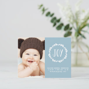 Light Blue Birning Announcement Holiday Foto Postkarte