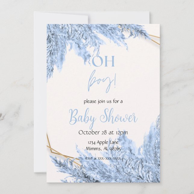 Light Blue Boho Baby Dusche Einladung (Vorderseite)