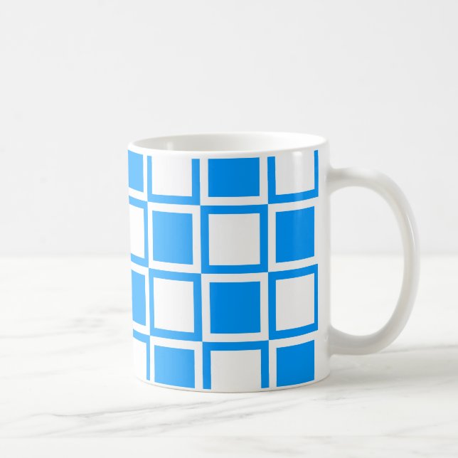 Light Blue Bold Mod Squares Kaffeetasse (Rechts)