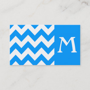 Light Blue Bold Zickzack Monogram Business Card Visitenkarte