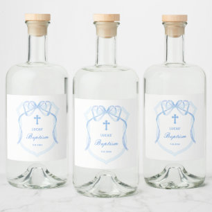 Light Blue Bow Wappen Taufe Alkoholflaschenetikett