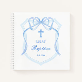 Light Blue Bow Wappen Taufe Gästebuch Notizbuch