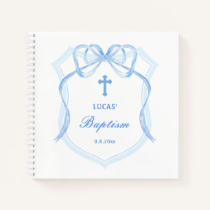 Light Blue Bow Wappen Taufe Gästebuch Notizbuch