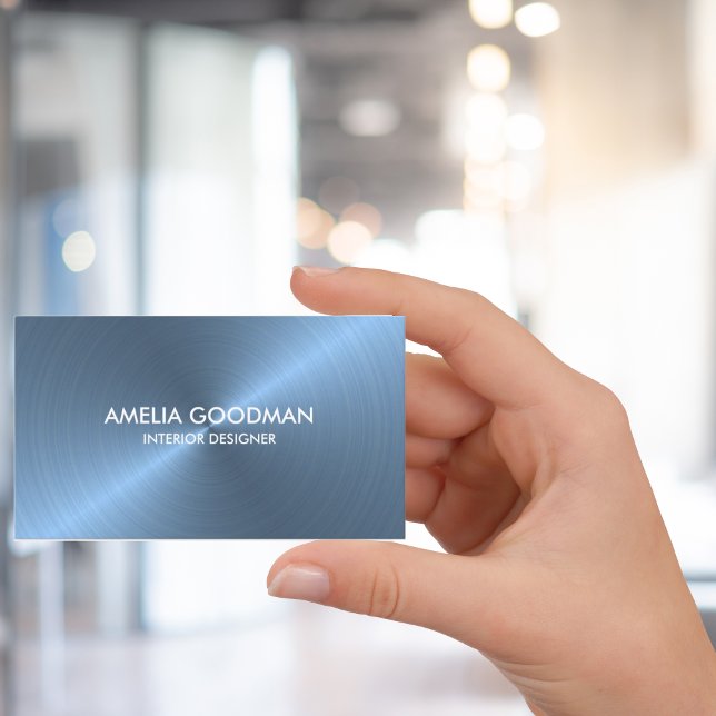 Light Blue Brushed Metal Sheen Visitenkarte (Front of card. This card available in six colors.)