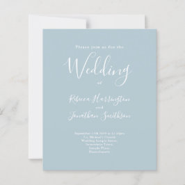 Light Blue Budget Modern Wedding RSVP Einladung