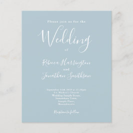 Light Blue Budget Moderne Script Hochzeitseinladun