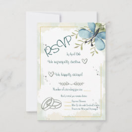 Light Blue Butterfly RSVP Karte