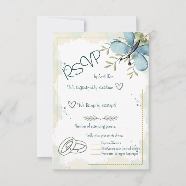 Light Blue Butterfly RSVP Karte (Vorderseite)