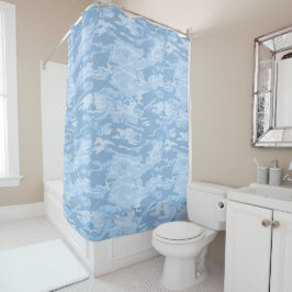 Light Blue Camouflage Duschvorhang