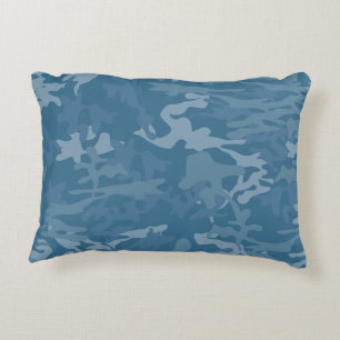 Light Blue Camouflage Toss Pillow Dekokissen