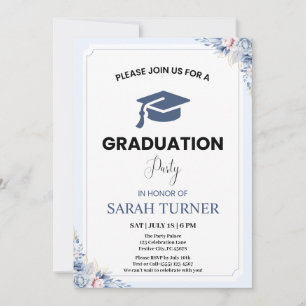 Light Blue Chic Blues Minimalistisch Graduation Pa Einladung