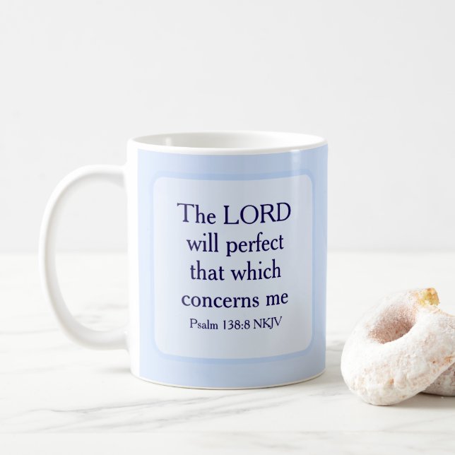 Light Blue Christlich Faith Bible Verse Scripting Kaffeetasse (Mit Donut)