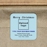 Light Blue Christmas Business Square Sticker<br><div class="desc">Frohe Weihnachten! Einer der bekanntesten Feiertage des Jahres. Es ist auch eine der besten Jahreszeiten für Werbung für Ihr Unternehmen. Quadrat Form Aufkleber mit Fröhlichen Weihnachtsgrüßen, Ihrem Firmennamen und anderen Informationen über Ihr Unternehmen. Sie können es als Zubehör für Ihr Produktverpackungsmaterial verwenden, um Ihren Produktnamen zu fördern. Sie können es...</div>