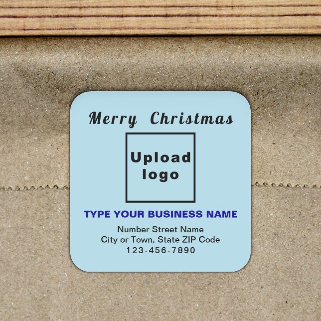 Light Blue Christmas Business Square Sticker (Von Creator hochgeladen)
