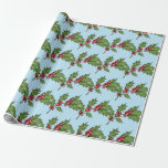 Light Blue Christmas Mistletoe Pattern Geschenkpapier<br><div class="desc">Dieses Verpackungspapier mit grünen Blätter und roten Mistelbeeren ist ideal,  um Ihre Weihnachtsgeschenke besonders aussehen zu lassen. Die Hintergrundfarbe kann geändert werden,  klicken Sie einfach auf "Bearbeiten mit dem Designwerkzeug".</div>