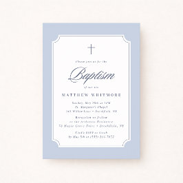 Light Blue Clipped Corners Baptism Invitation
