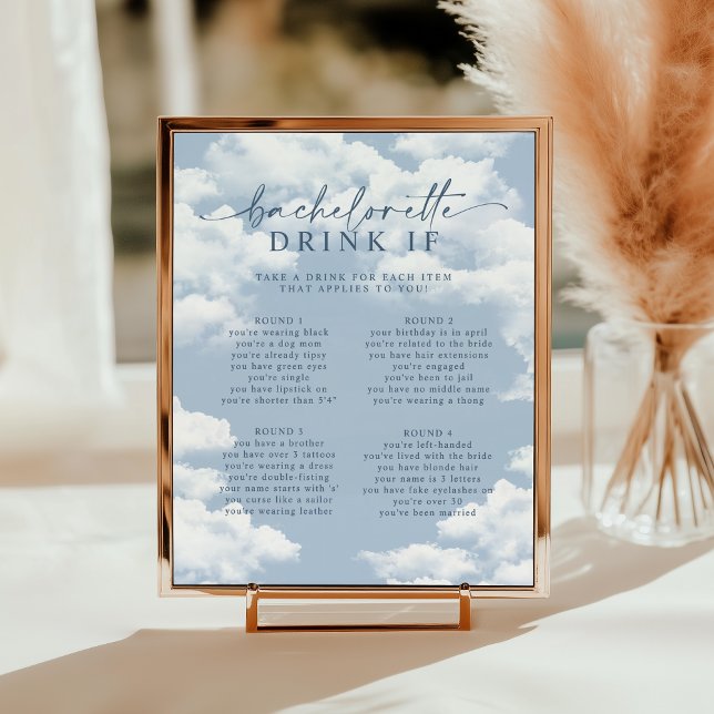 Light Blue Cloud Bachelorette Drink If Game Poster (Von Creator hochgeladen)