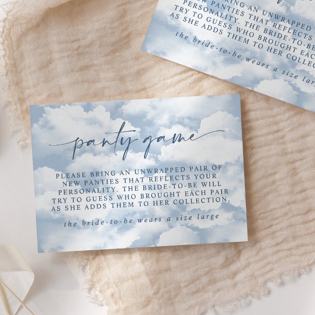 Light Blue Cloud Bachelorette Panty Game Card Begleitkarte (Von Creator hochgeladen)