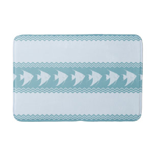 Light Blue Coastal Angelfish Stripes Badematte