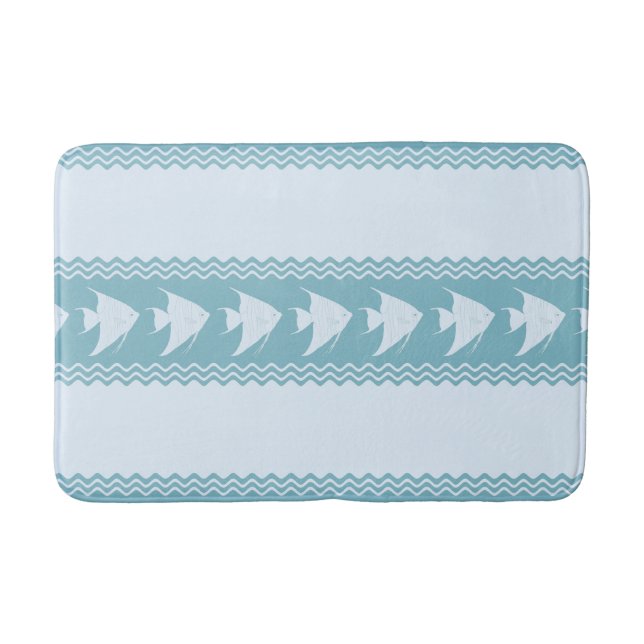 Light Blue Coastal Angelfish Stripes Badematte (Vorderseite)