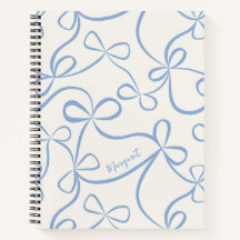 Light Blue Coquette Bow Pattern Custom Name