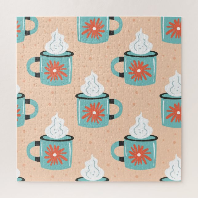 Light Blue Cup Nahtloses Muster. (Vertikal)