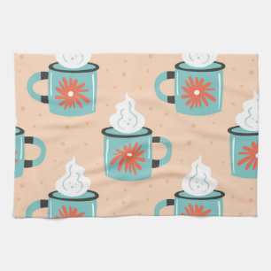 Light Blue Cup Nahtloses Muster. Geschirrtuch