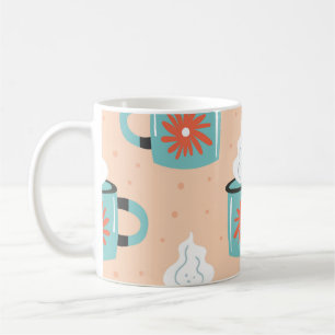 Light Blue Cup Nahtloses Muster. Kaffeetasse