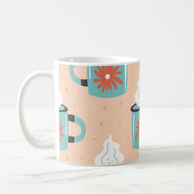 Light Blue Cup Nahtloses Muster. Kaffeetasse (Links)