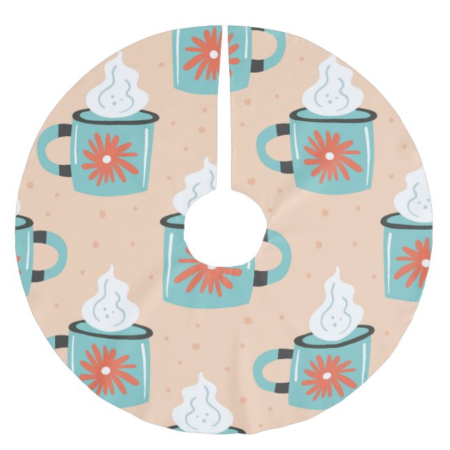 Light Blue Cup Nahtloses Muster. Polyester Weihnachtsbaumdecke (Vorderseite)