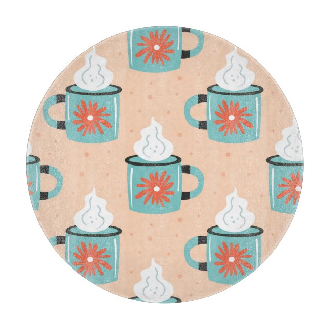 Light Blue Cup Nahtloses Muster. Schneidebrett (Vorderseite)