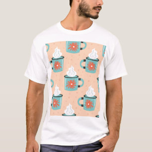 Light Blue Cup Nahtloses Muster. T-Shirt