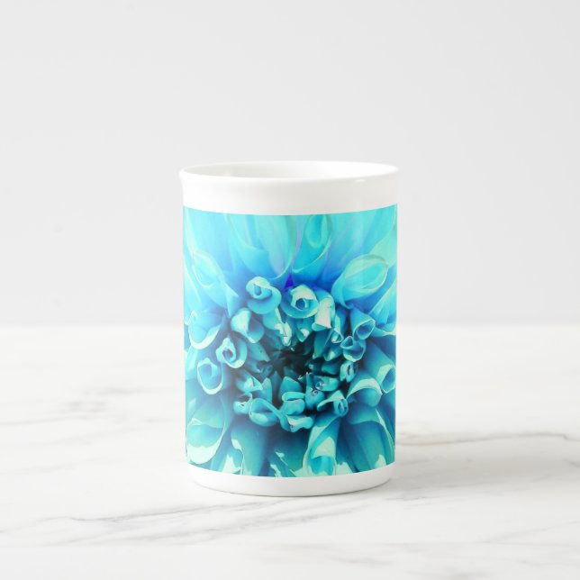 Light Blue Dahlia Blume Prozellantasse (Vorderseite)