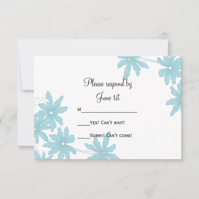 Light Blue Daisies Wedding RSVP Response Card Karte (Vorderseite)