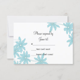 Light Blue Daisies Wedding RSVP Response Card Karte