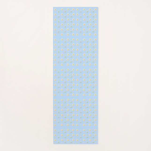 Light Blue Daisy Meadow Pattern Yogamatte (Vorderseite)