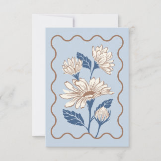 Light Blue Daisy Note Card mit Wavy Border Mitteilungskarte