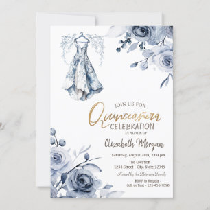 Light Blue Dress Blue Rose Quinceañera Einladung