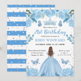 Light Blue Dress Red Hair Princess Birthday Einladung