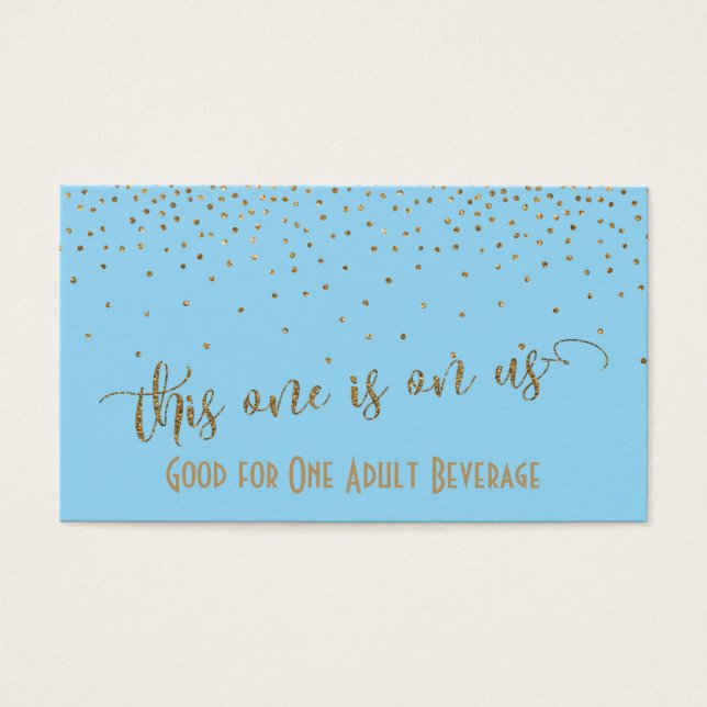 Light Blue Drinks Tickets mit Gold Confetti (Vorderseite)