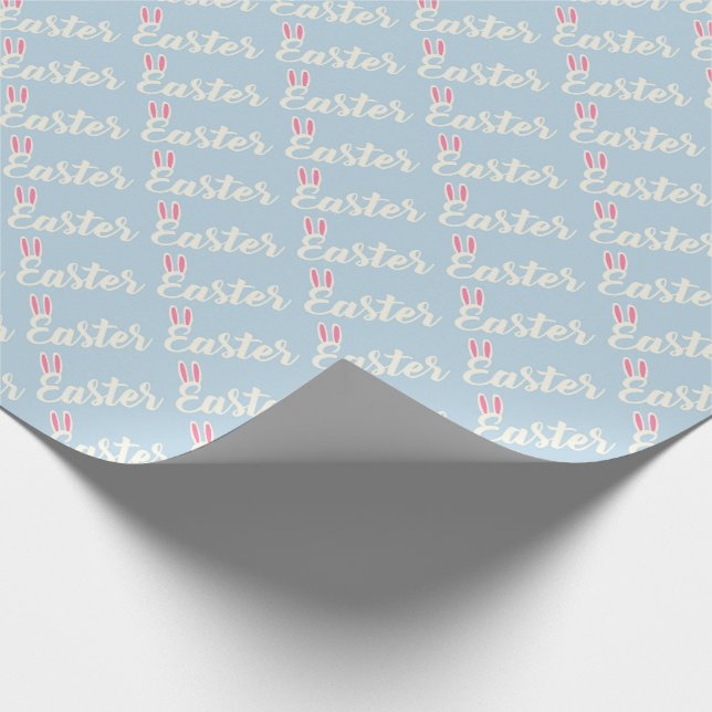 Light Blue “Easter” Script Wrapping Paper Geschenkpapier (Ecke)