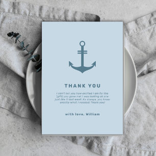Light Blue Elegant Nautical Anchor Baby Dusche Dankeskarte