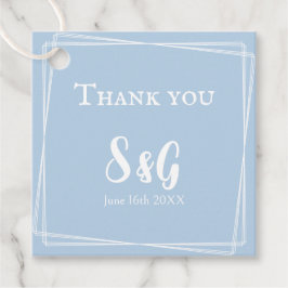 Light Blue Elegant Script Vielen Dank Hochzeit Geschenkanhänger