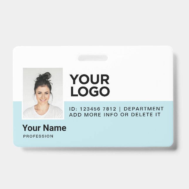 Light Blue Employee Moderne Foto ID Security Ausweis (Vorderseite)