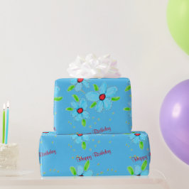 Light Blue Extravagant Flower Geschenkwrap Geschenkpapier