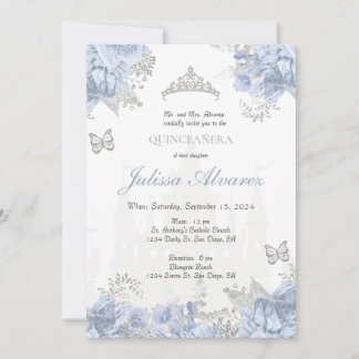 Light Blue Fairytale Quinceanera Invitation