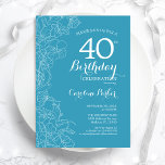 Light Blue Floral 40. Geburtstag Party Einladung<br><div class="desc">Light Blue Floral 40. Geburtstag Party Einladung. Minimalistisches modernes Design mit botanischen Kontur Zeichnungen Akzente und Typografie Drehbuch Schriftart. Einfache,  trendige Einladungskarte für eine stilvolle Damenfeier. Kann für jedes Alter angepasst werden. Gedruckte Zazzle Einladungen oder Sofortdownload digitalen druckbaren Vorlage.</div>