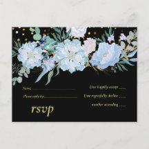 Light Blue Floral Black Moderne Hochzeitsbudget