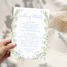 Light blue floral Boho Chic Wedding Details Cards Begleitkarte